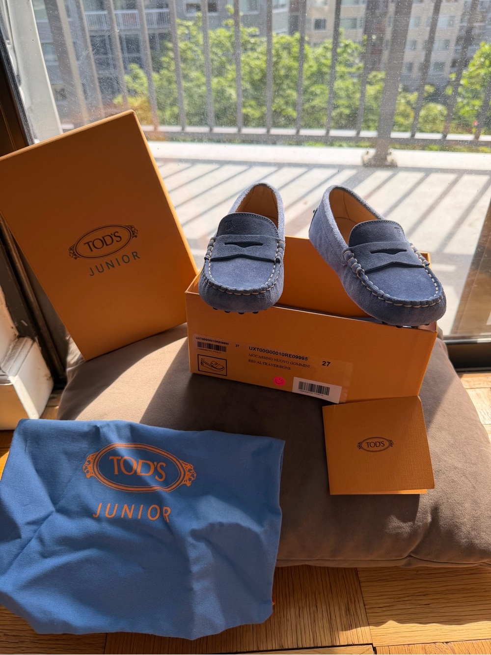 Tod's Junior Blue Suede Penny Loafers for Kids